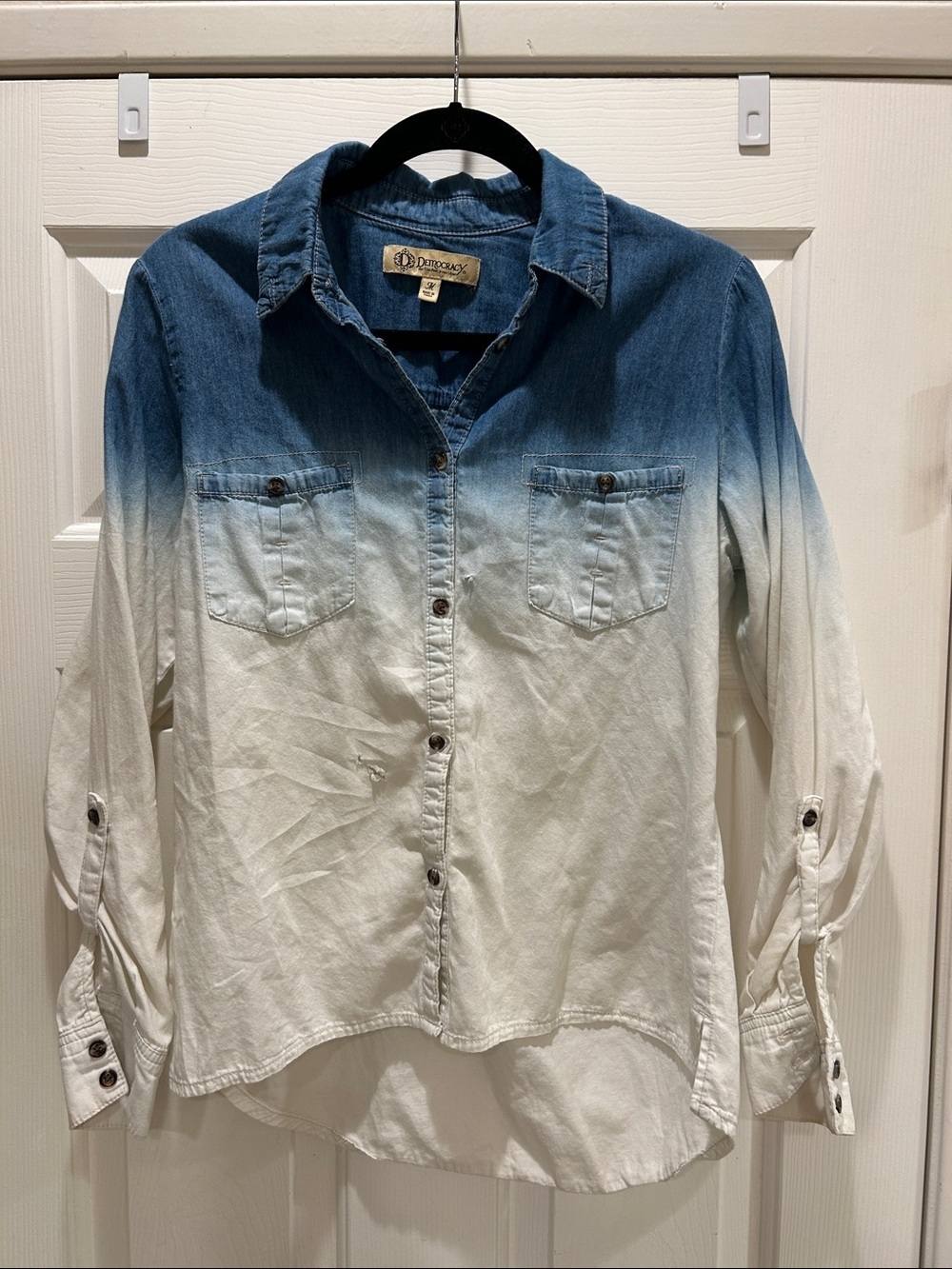 Democracy Blue-to-White Ombre Button-Down Shirt - Picture 1 of 7